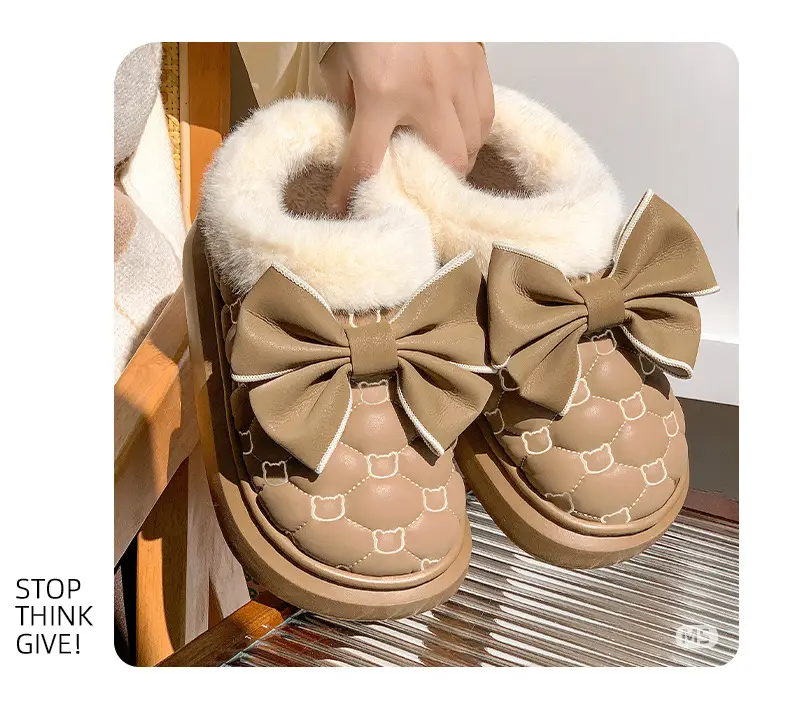 2025 New Winter New Sweet Bow Cotton Shoes Fleece-Lined Thickeneded Warm Women's Shoes Thick-Soled Snow Boots Soft Soles — feature 7
