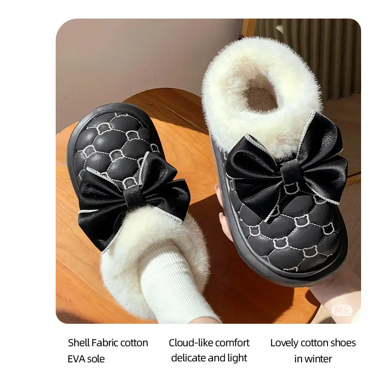 2025 New Winter New Sweet Bow Cotton Shoes Fleece-Lined Thickeneded Warm Women's Shoes Thick-Soled Snow Boots Soft Soles — feature 9