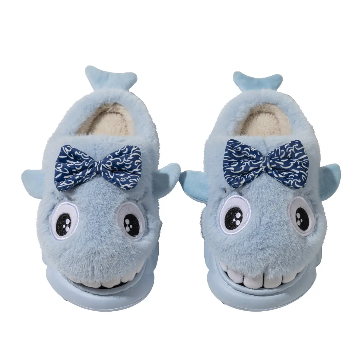 Blue Shark Bow Slippers for Women Warm Winter - Image 8