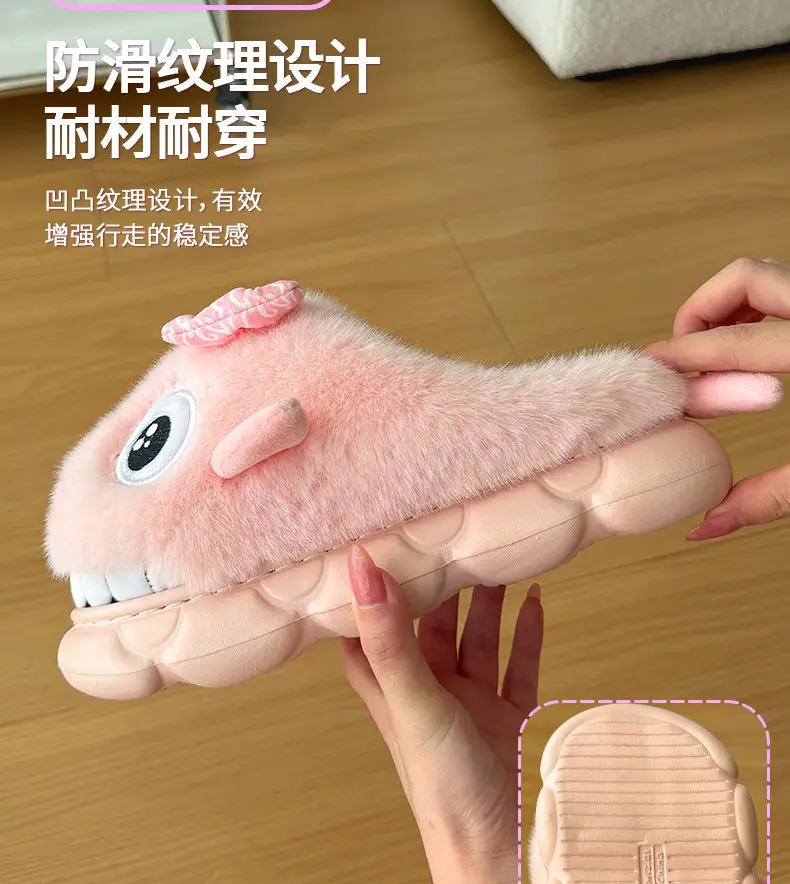 Blue Shark Bow Slippers for Women Warm Winter — feature 14