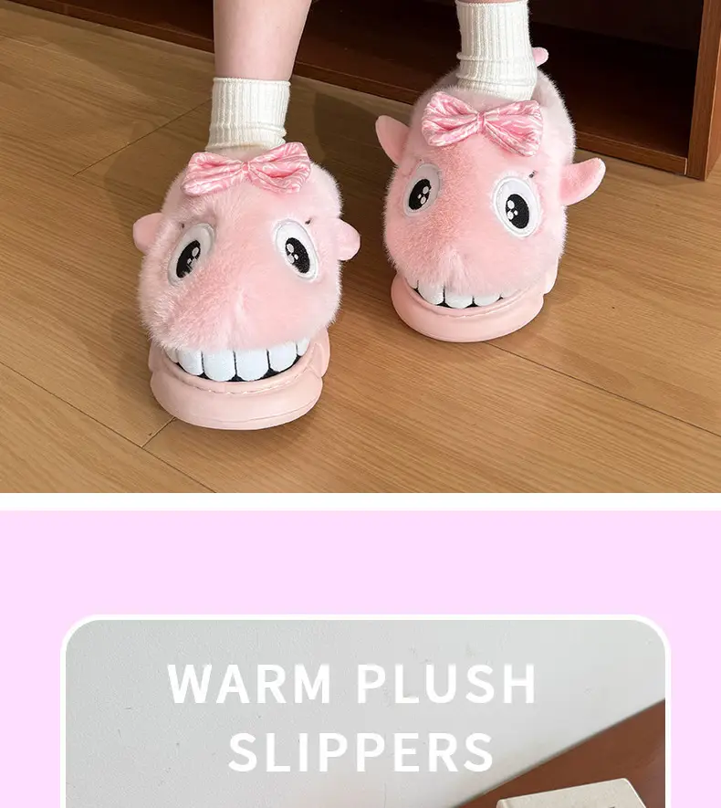 Blue Shark Bow Slippers for Women Warm Winter — feature 16