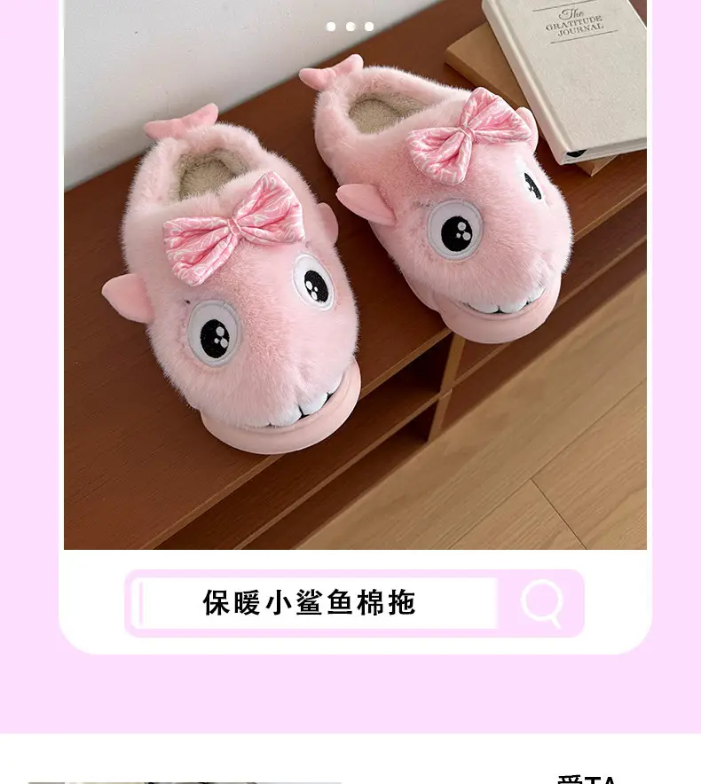Blue Shark Bow Slippers for Women Warm Winter — feature 17