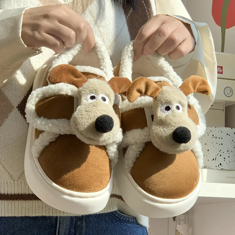 Cute Cotton Slippers for Women in Winter Indoor Warm Home Couple Bag Heel Fleece-Lined Velcro Outer Wear Cashmere Cotton Shoes - Image 14