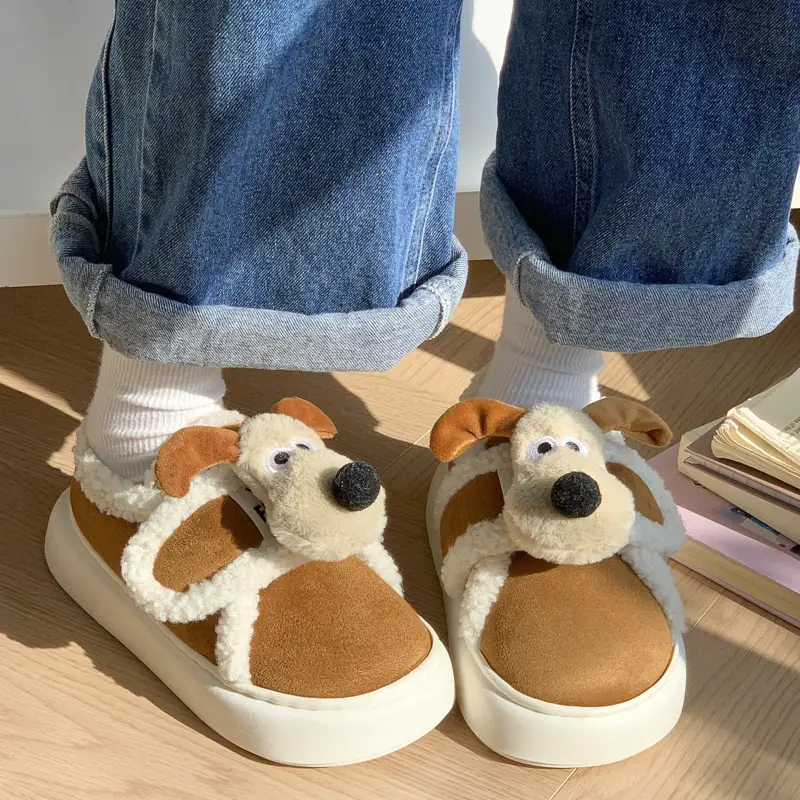 Cute Cotton Slippers for Women in Winter Indoor Warm Home Couple Bag Heel Fleece-Lined Velcro Outer Wear Cashmere Cotton Shoes - Image 15