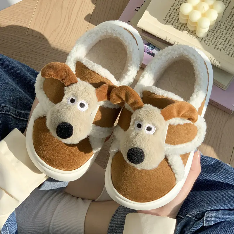 Cute Cotton Slippers for Women in Winter Indoor Warm Home Couple Bag Heel Fleece-Lined Velcro Outer Wear Cashmere Cotton Shoes - Image 16