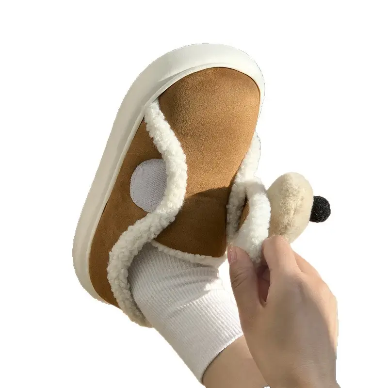 Cute Cotton Slippers for Women in Winter Indoor Warm Home Couple Bag Heel Fleece-Lined Velcro Outer Wear Cashmere Cotton Shoes - Image 17