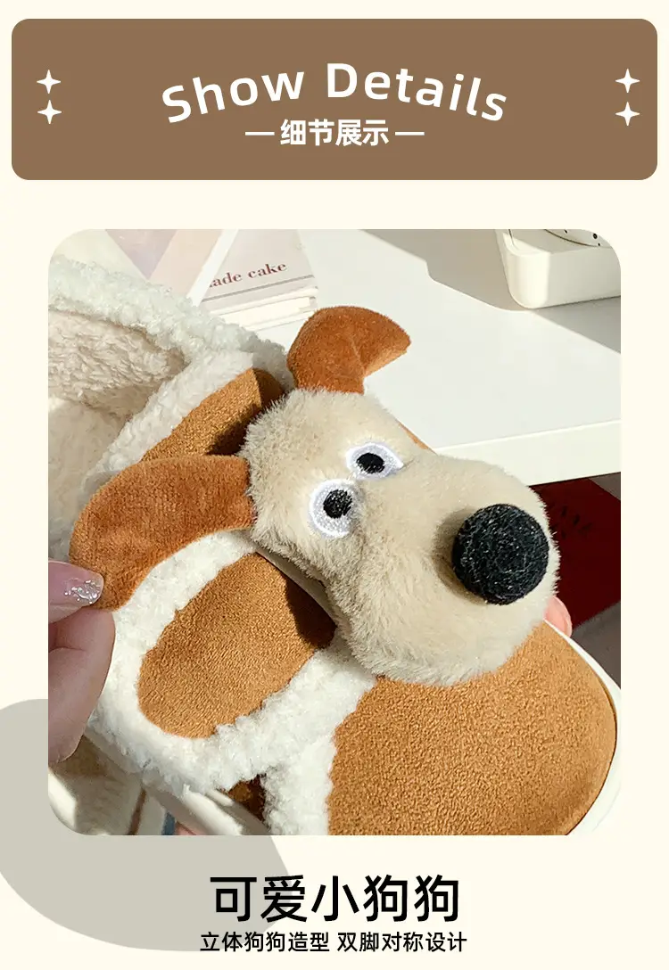 Cute Cotton Slippers for Women in Winter Indoor Warm Home Couple Bag Heel Fleece-Lined Velcro Outer Wear Cashmere Cotton Shoes — feature 10