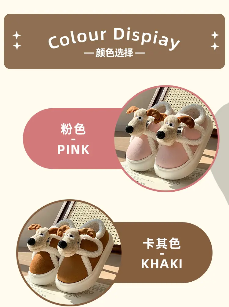 Cute Cotton Slippers for Women in Winter Indoor Warm Home Couple Bag Heel Fleece-Lined Velcro Outer Wear Cashmere Cotton Shoes — feature 14
