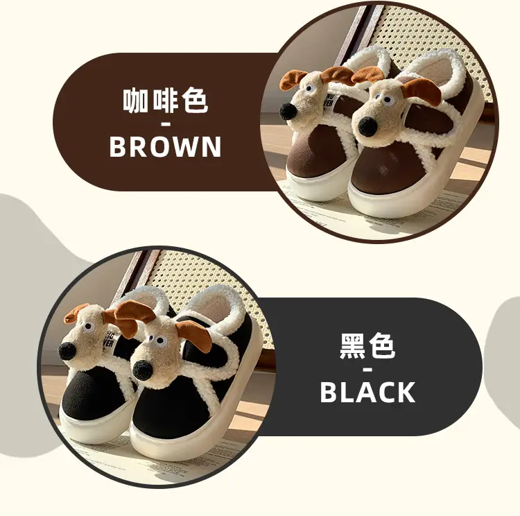 Cute Cotton Slippers for Women in Winter Indoor Warm Home Couple Bag Heel Fleece-Lined Velcro Outer Wear Cashmere Cotton Shoes — feature 15
