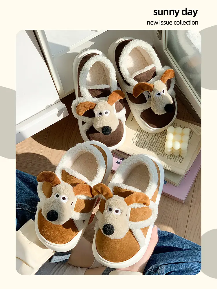 Cute Cotton Slippers for Women in Winter Indoor Warm Home Couple Bag Heel Fleece-Lined Velcro Outer Wear Cashmere Cotton Shoes — feature 9
