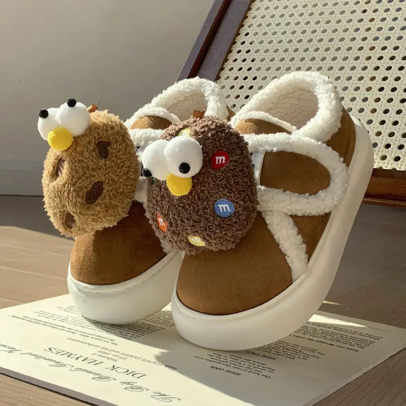 Cute Cotton Slippers for Women in Winter Indoor Warm Home Couple Bag Heel Fleece-Lined Velcro Outer Wear Cashmere Cotton Shoes - Image 7