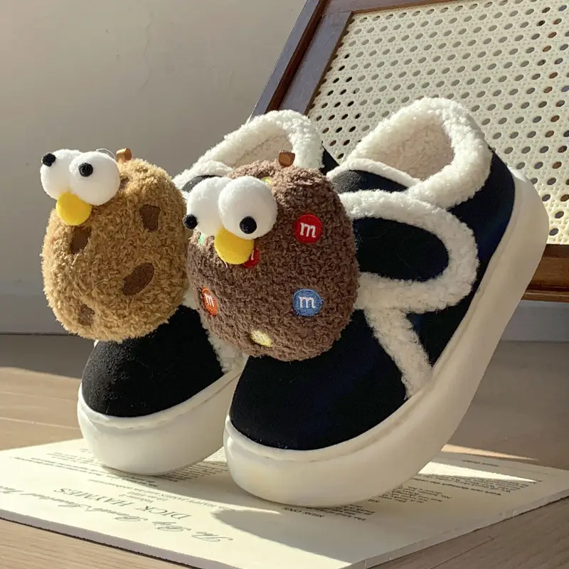 Cute Cotton Slippers for Women in Winter Indoor Warm Home Couple Bag Heel Fleece-Lined Velcro Outer Wear Cashmere Cotton Shoes - Image 8