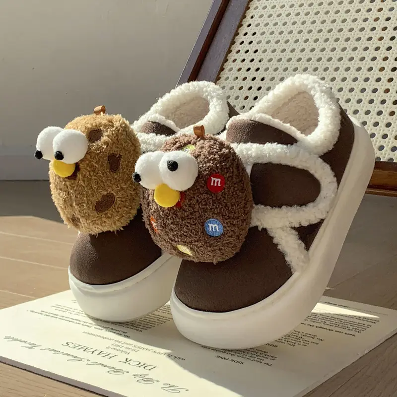 Cute Cotton Slippers for Women in Winter Indoor Warm Home Couple Bag Heel Fleece-Lined Velcro Outer Wear Cashmere Cotton Shoes - Image 9