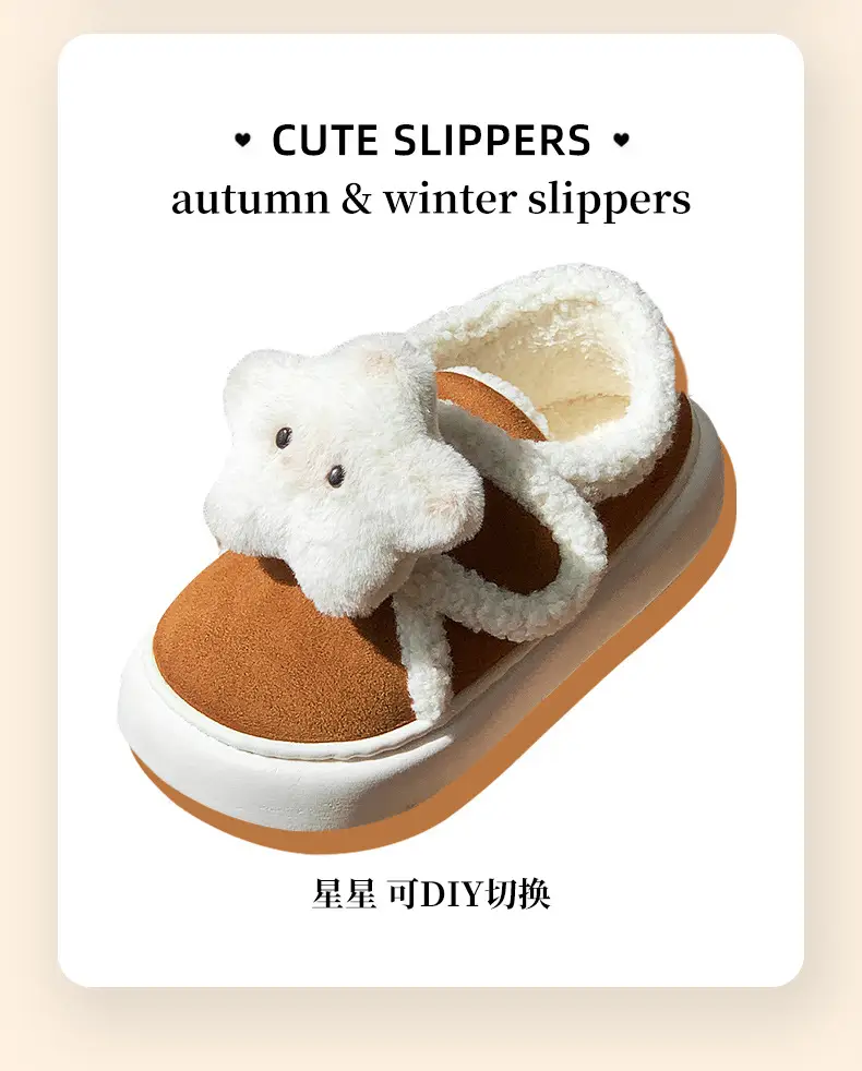 2024 Cartoon Star Fleece Lined Women Slippers — feature 3