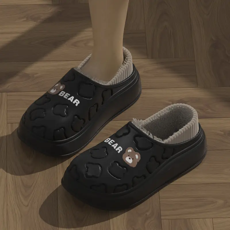 Winter Bear X Cotton Slippers for Women Warm Soft Indoor