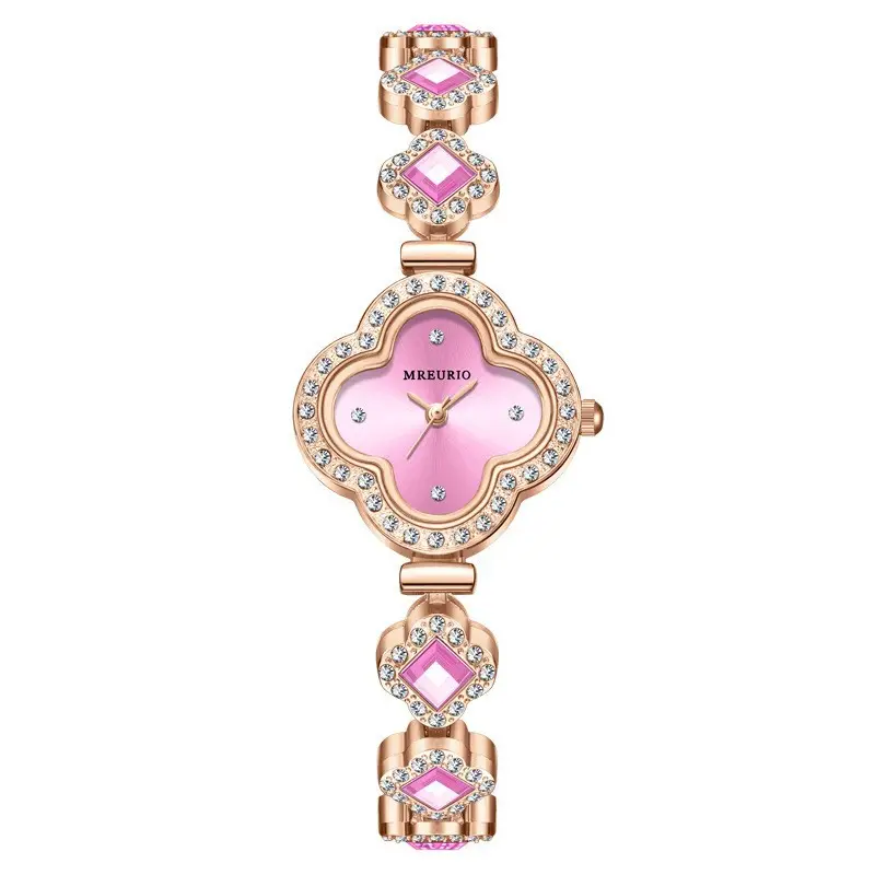 Live Broadcast Hot-Selling Fashion Four-Leaf Clover Bracelet Quartz Watch Emerald Ladies Watch Women's Watch Manufacturer Wholesale