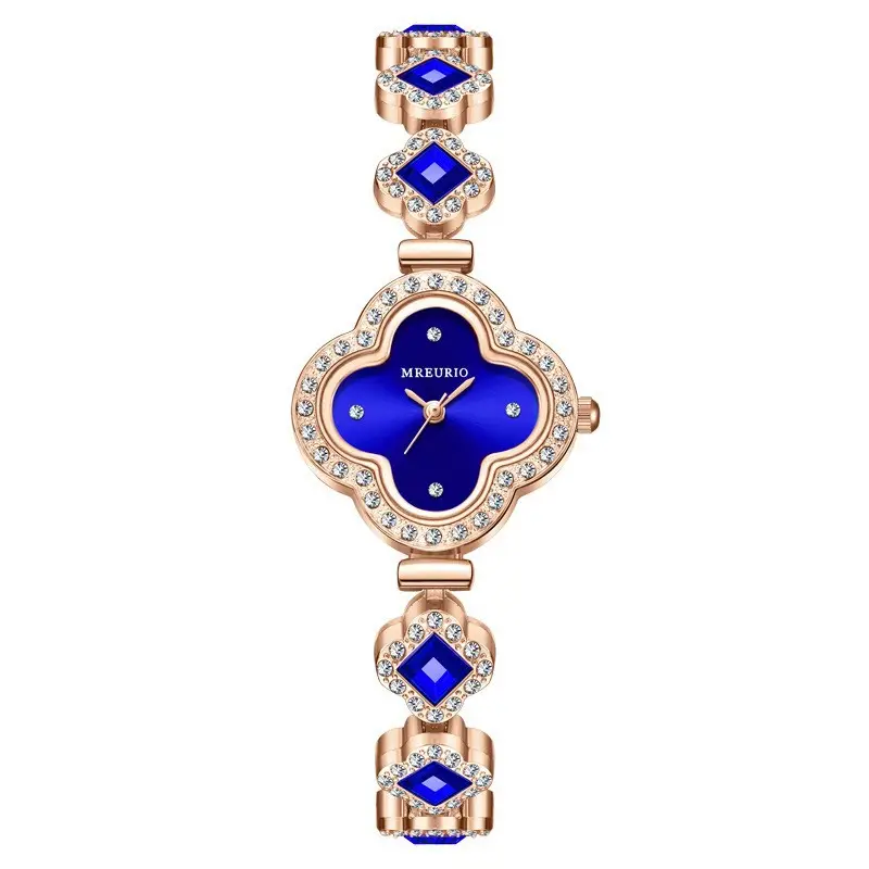 Live Broadcast Hot-Selling Fashion Four-Leaf Clover Bracelet Quartz Watch Emerald Ladies Watch Women's Watch Manufacturer Wholesale