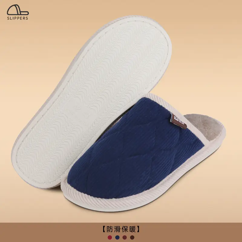 Women Cotton Slippers Blue Non-Slip Winter Warm - Image 4