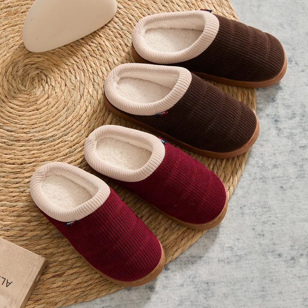 Winter Non-Slip Thick-Soled Cotton Slippers for Women, Indoor Home Fleece-Lined Warm Plush Confinement Cotton Shoes for Middle-Aged and Elderly Men - Image 6