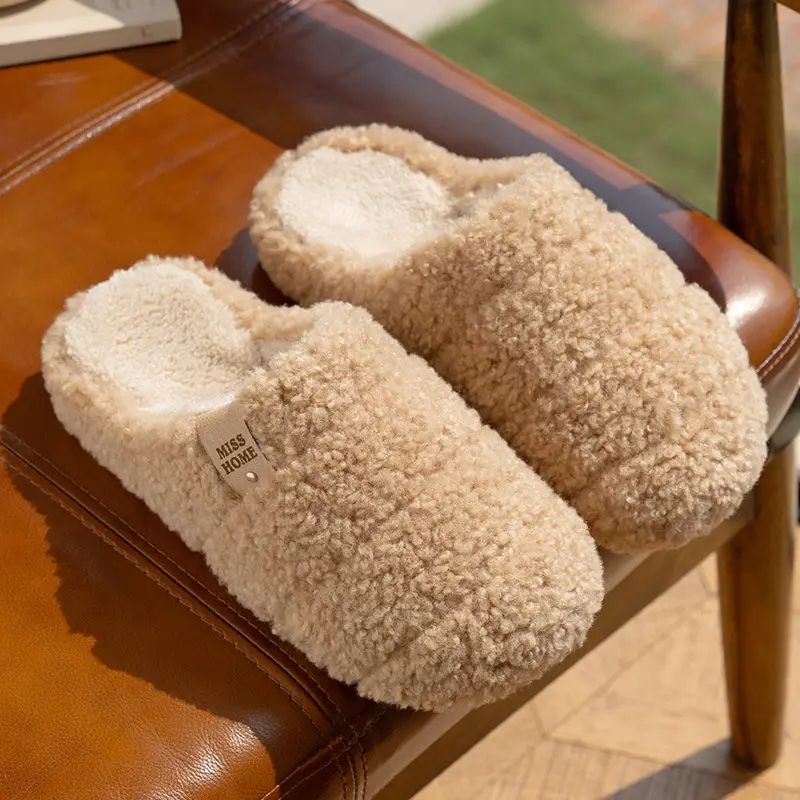 New Style Cotton Slippers for Women, Winter Simple Non-Slip Indoor Home Slippers for Couples, Warm and Comfortable Floor Cotton Slippers - Image 4