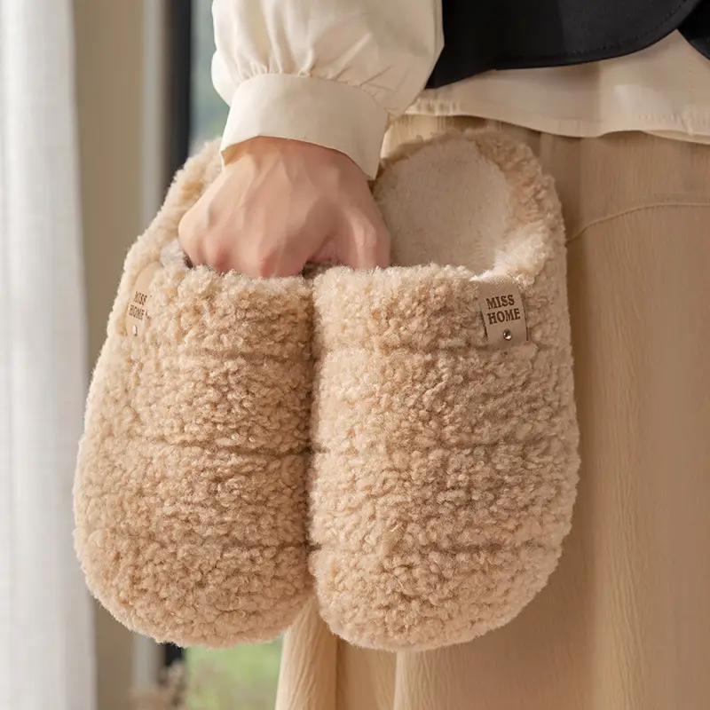 New Style Cotton Slippers for Women, Winter Simple Non-Slip Indoor Home Slippers for Couples, Warm and Comfortable Floor Cotton Slippers - Image 5