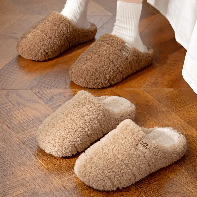 New Style Cotton Slippers for Women, Winter Simple Non-Slip Indoor Home Slippers for Couples, Warm and Comfortable Floor Cotton Slippers - Image 6