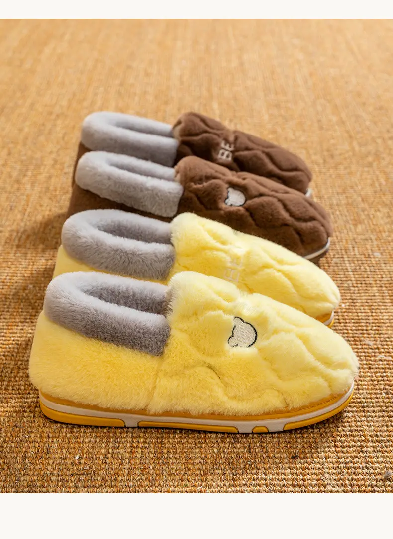 Women Winter Fleece Slippers Yellow Anti-Slip — feature 20