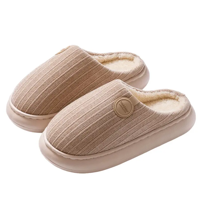 Men Pink Fleece Slippers Winter Indoor Couple - Image 17