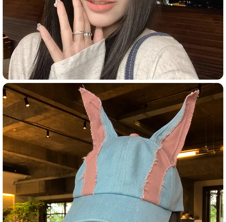 Duckbill Cap for Women Navy Denim with Star Embroidery — feature 16