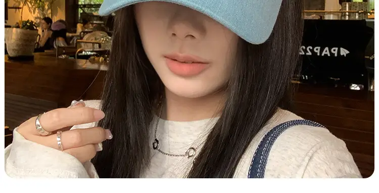 Duckbill Cap for Women Navy Denim with Star Embroidery — feature 17