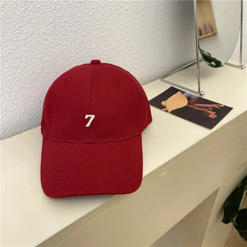 Red Embroidered Baseball Cap with 7 Design - Image 4