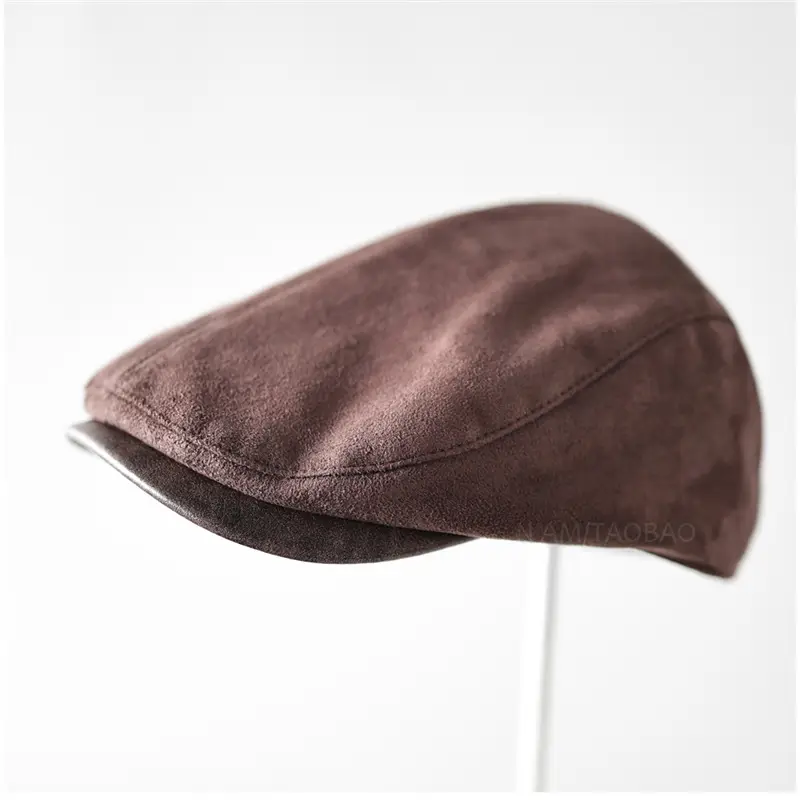 Men's Brown Duckbill Cap Sunshade Suede - Image 8