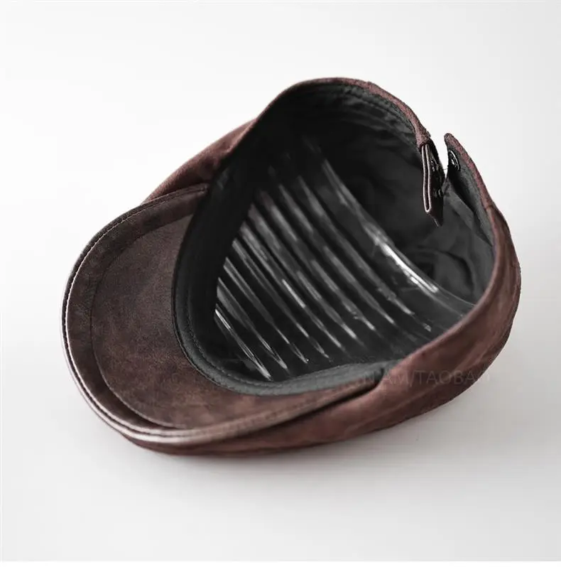 Men's Brown Duckbill Cap Sunshade Suede — feature 12