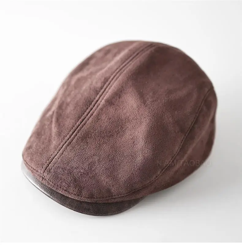 Men's Brown Duckbill Cap Sunshade Suede — feature 7