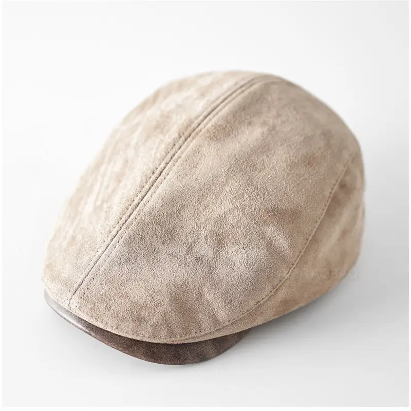 Men's Brown Duckbill Cap Sunshade Suede - Image 3