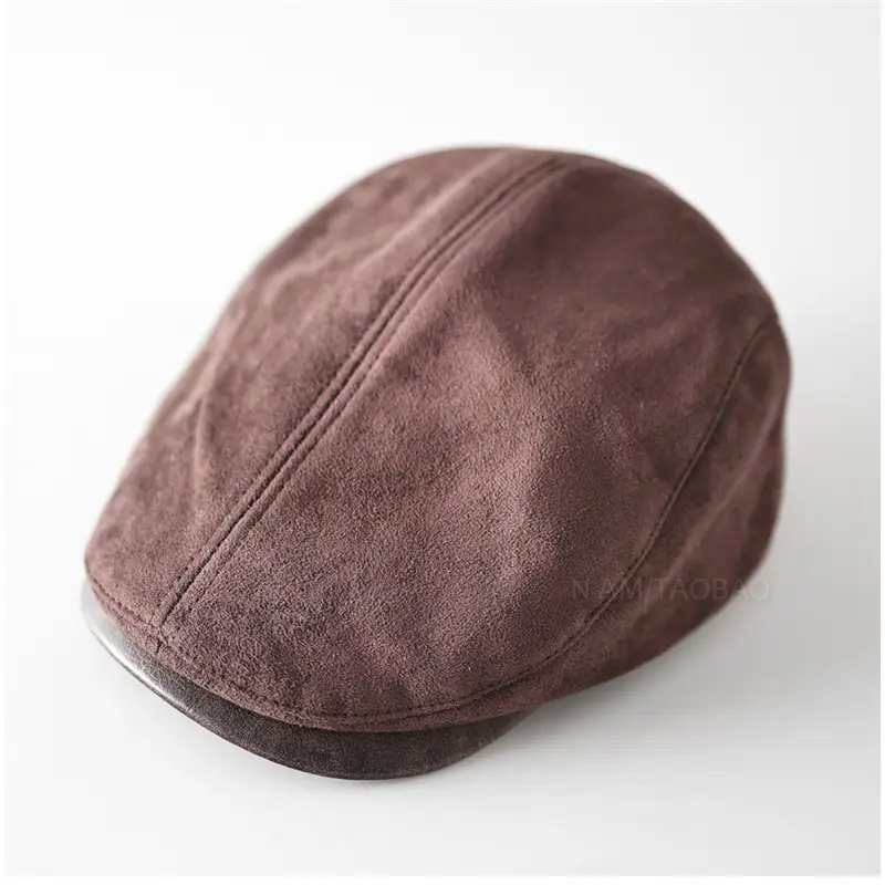 Men's Brown Duckbill Cap Sunshade Suede - Image 4
