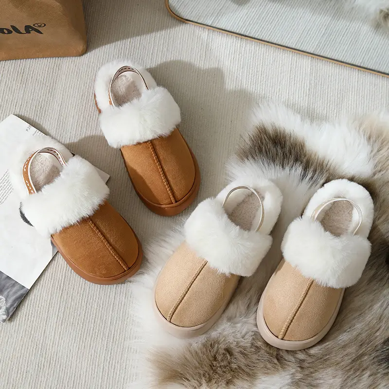 Winter Fur Mop Sippers for Women Brown Velvet Warm Indoor Comfort - Image 5