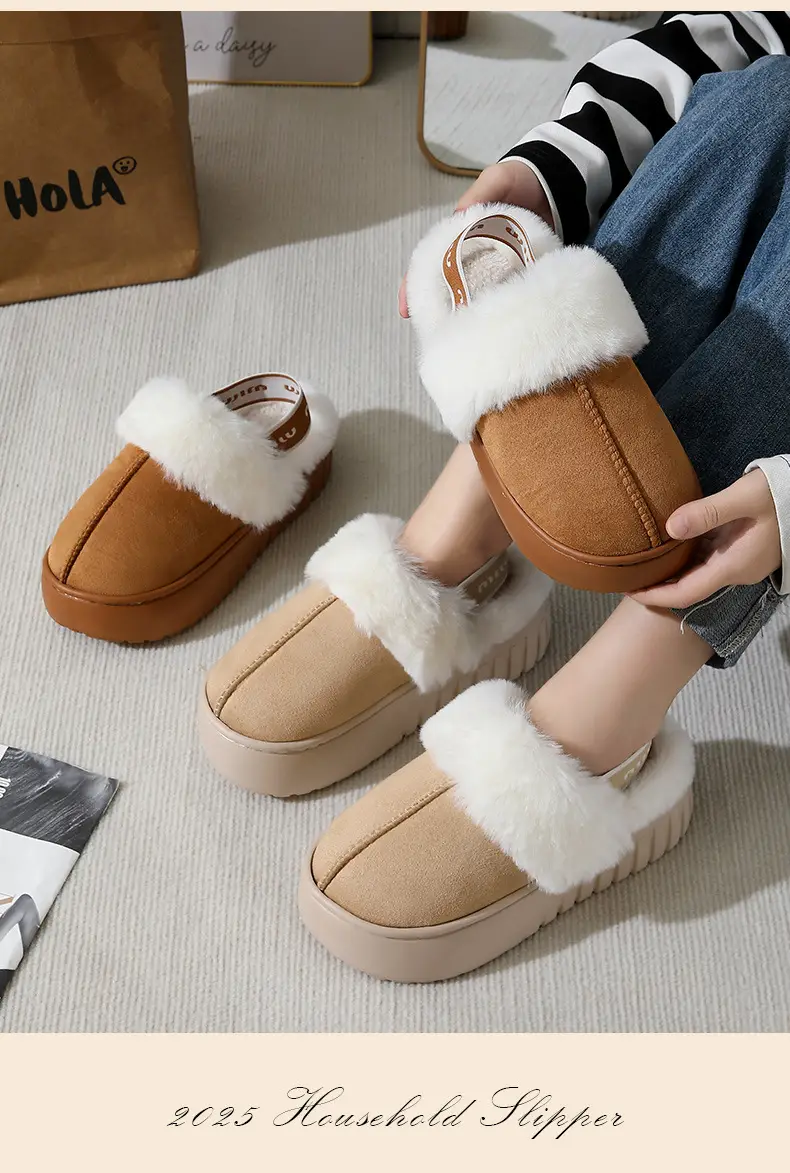 Winter Fur Mop Sippers for Women Brown Velvet Warm Indoor Comfort — feature 11