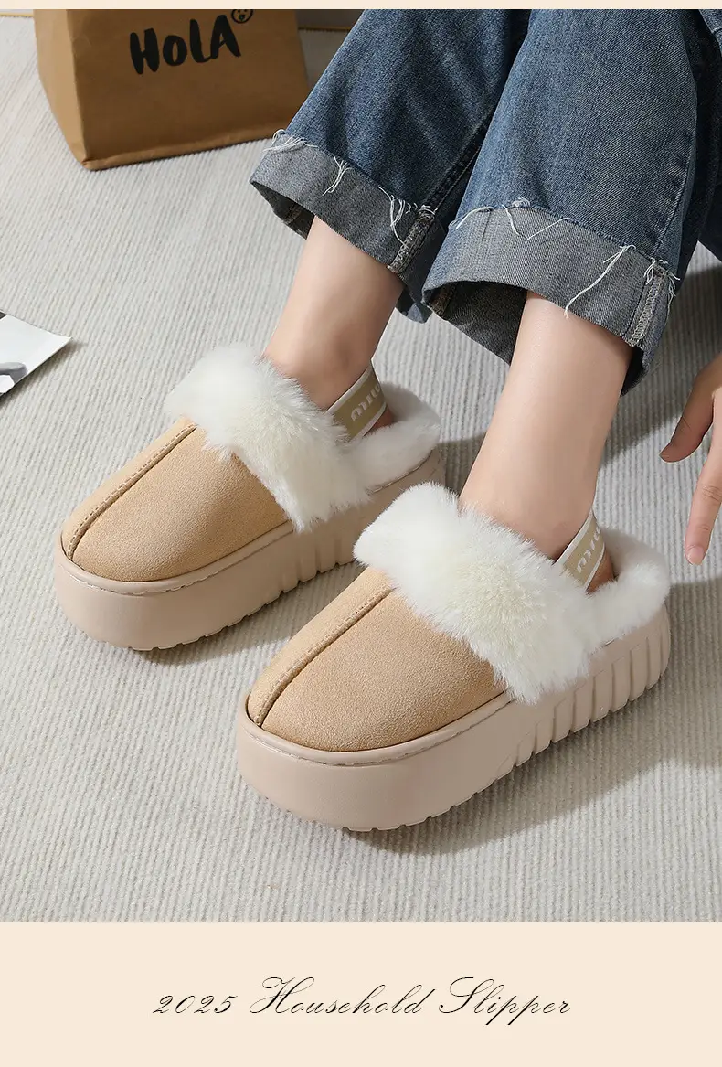 Winter Fur Mop Sippers for Women Brown Velvet Warm Indoor Comfort — feature 12