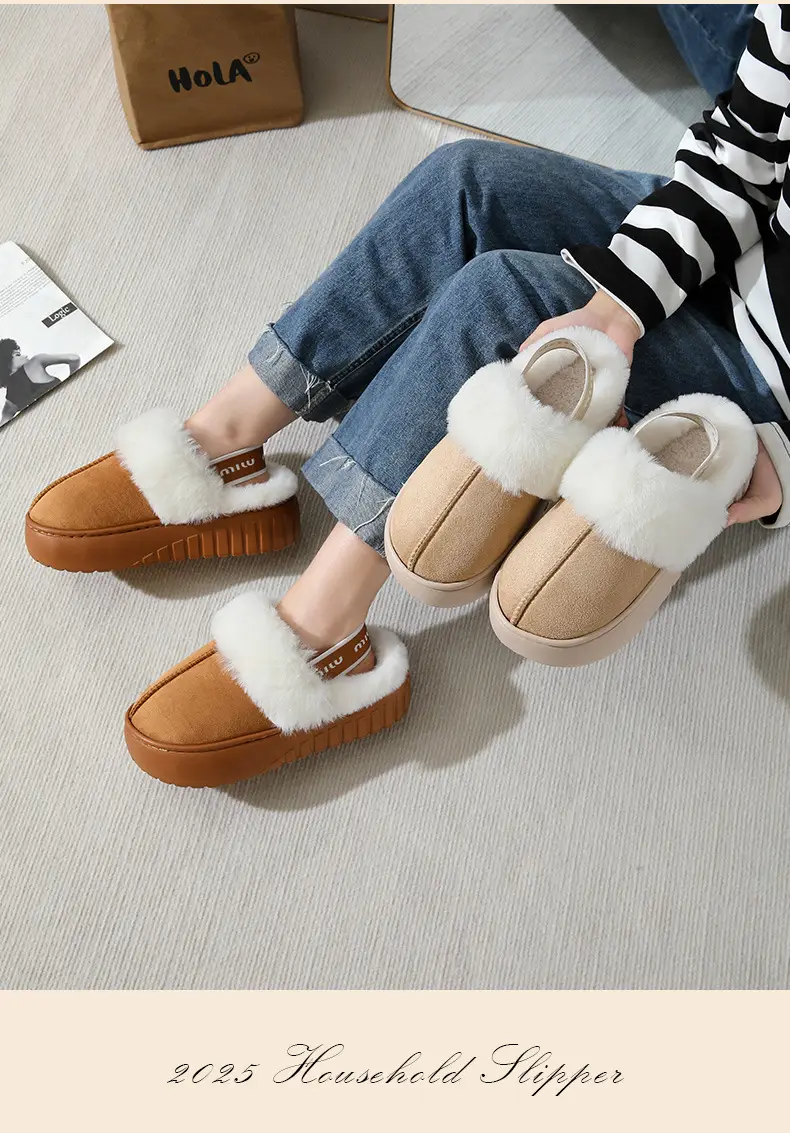 Winter Fur Mop Sippers for Women Brown Velvet Warm Indoor Comfort — feature 13