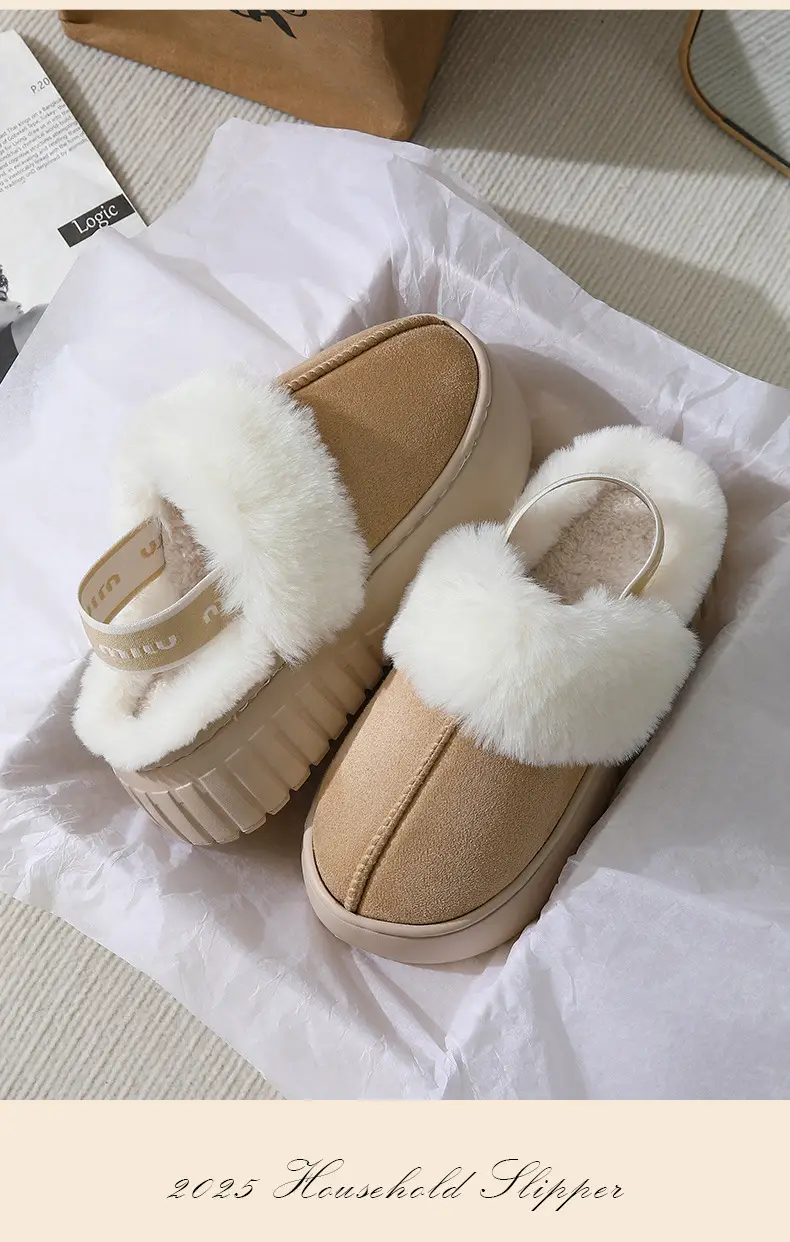 Winter Fur Mop Sippers for Women Brown Velvet Warm Indoor Comfort — feature 14