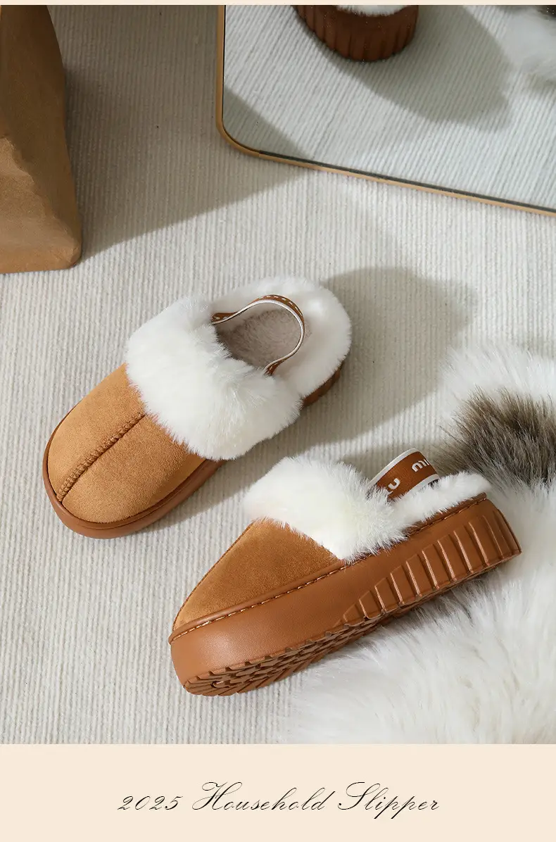 Winter Fur Mop Sippers for Women Brown Velvet Warm Indoor Comfort — feature 15