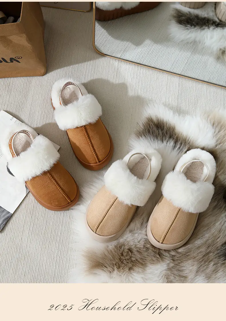 Winter Fur Mop Sippers for Women Brown Velvet Warm Indoor Comfort — feature 9