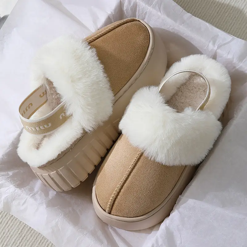 Winter Fur Mop Sippers for Women Brown Velvet Warm Indoor Comfort - Image 4