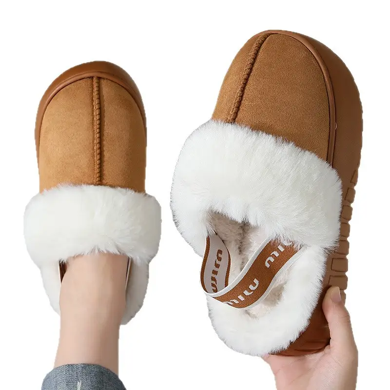 Winter Fur Mop Sippers for Women Brown Velvet Warm Indoor Comfort - Image 7