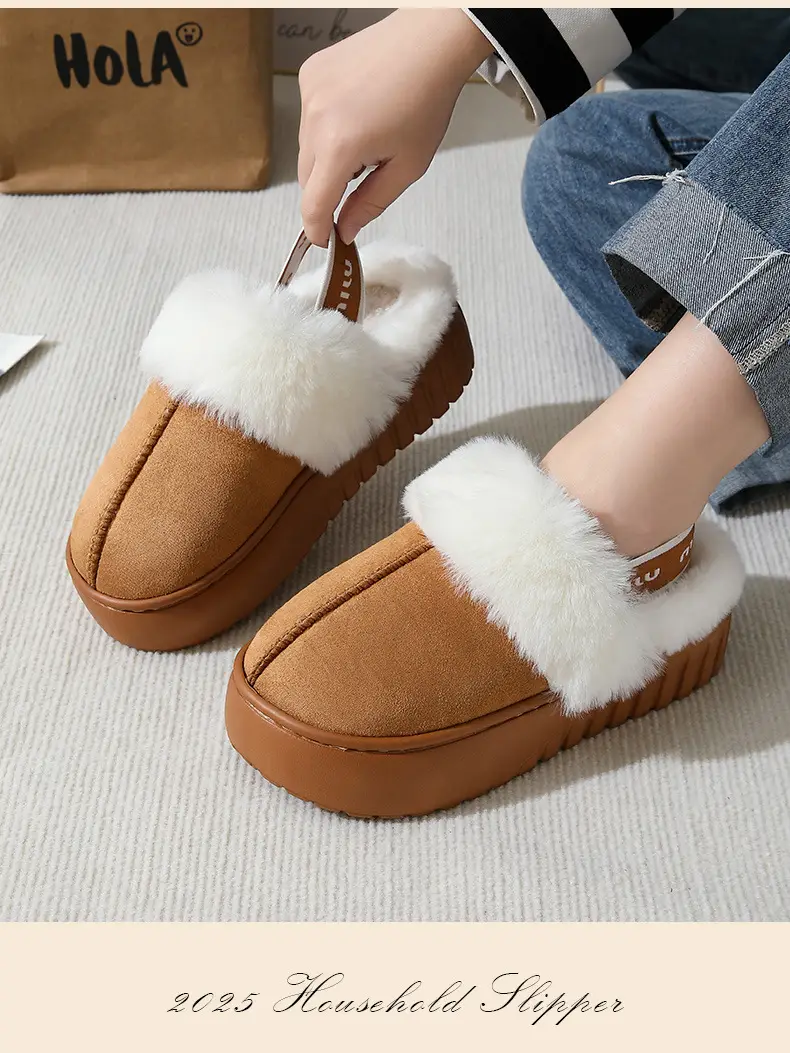 Winter Fur Mop Sippers for Women Brown Velvet Warm Indoor Comfort — feature 10