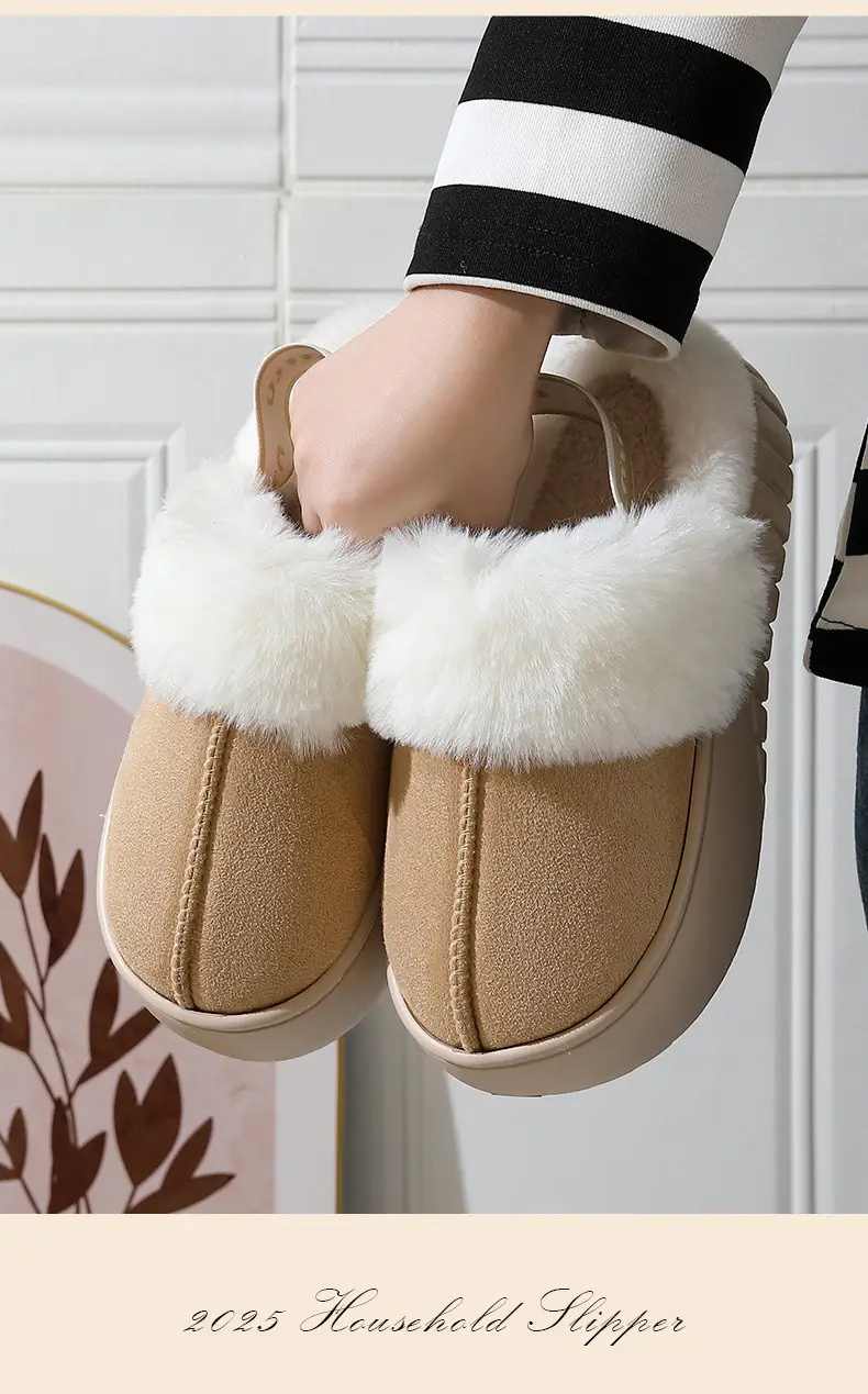 Winter Fur Mop Sippers for Women Brown Velvet Warm Indoor Comfort — feature 16