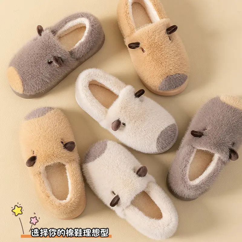 Cotton Slippers for Women Autumn and Winter 2025 New Home Indoor Fleece-Lined Thickeneded Warm Cute Cartoon Furry Slippers - Image 10