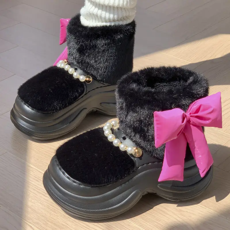 New Cotton Slippers for Women in Winter for Home and Outdoor Wear, Indoor Soft Soles, Increased Thickness, Non-Slip Thick Soles, Warm Plush Cotton Shoes - Image 5