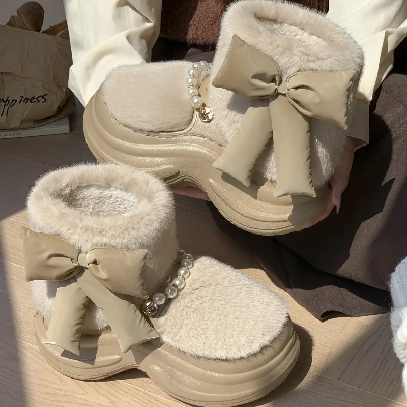New Cotton Slippers for Women in Winter for Home and Outdoor Wear, Indoor Soft Soles, Increased Thickness, Non-Slip Thick Soles, Warm Plush Cotton Shoes - Image 6